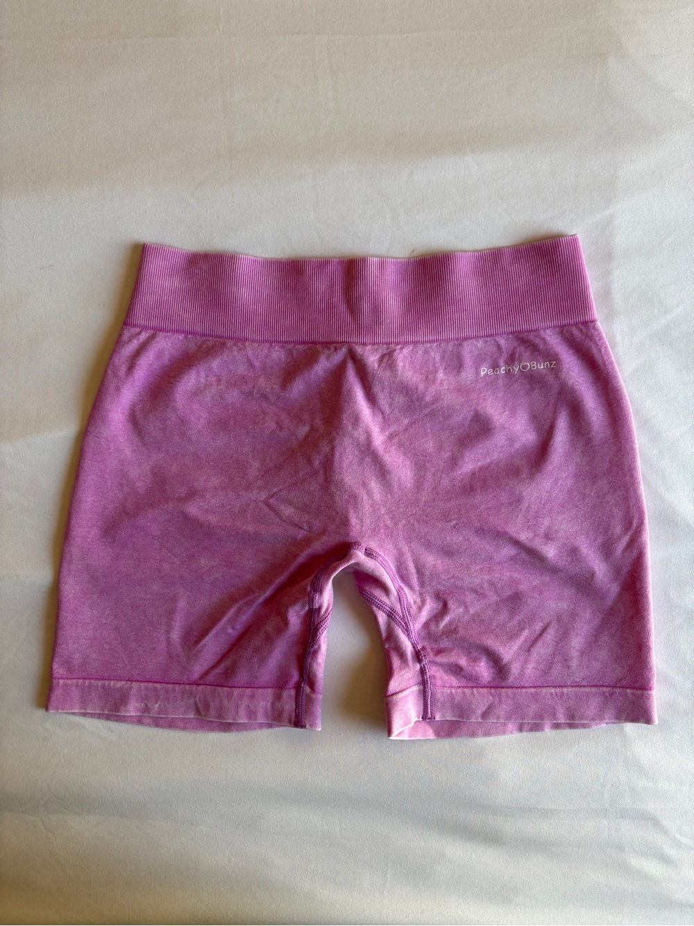 Peachy Bunz Pink Acid Wash Biker Shorts V Back Gym Workout Scrunch Sporty